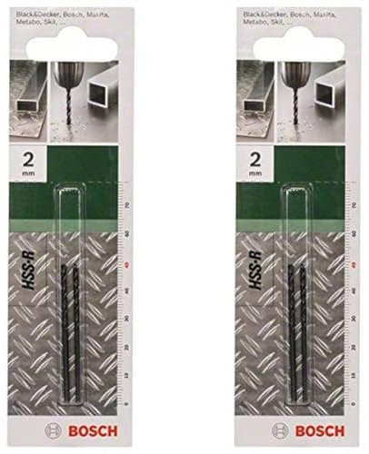 Bosch 2609255002 Metal Drill Bits HSS-R with Diameter 2.0mm (Pack of 2)