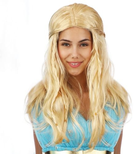 P'TIT CLOWN - 23292 - Luxus Wikinger Perücke Frau - Viking's Woman Wig - Mittelalterliche Prinzessin - Für Karneval, Halloween, Cosplay, Kostümfest, Manga - Synthetisches Haar - Erwachsene - Blond