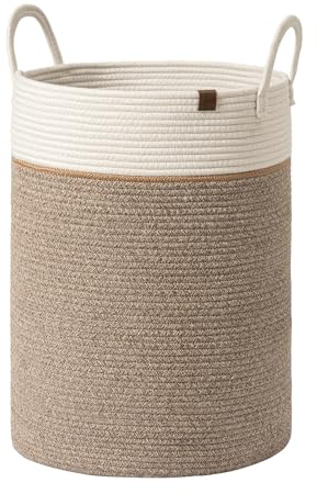 LA JOLIE MUSE Panier tressé, paniers de rangement jumbo en corde de coton, rangement extra-large en coton, 40.6D x 56H cm, panier extra-large pour couvertures de bébé, jouets pour enfants