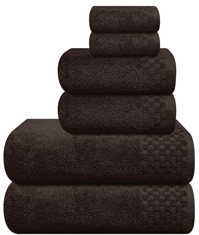 MyOwn Ultra Soft 6er-Pack Baumwoll-Handtuch-Set, enthält 2 übergroße Badetücher 70 x 140 cm, 2 Handtücher 40 x 60 cm und 2 Waschbetten 30 x 30 cm, Braun