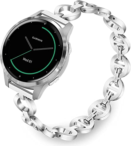 TRUMiRR Ersatz für Garmin Venu 3S/Venu 2S/Vivoactive 4S/Vivomove 3S Armband Damen,18mm Masche Edelstahl Uhrenarmband Metall Ersatzband für Withings ScanWatch 38mm,Withings Steel HR 36mm
