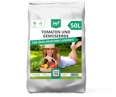 Best for Home | Gemüseerde für Optimales Wachstum von Gemüse |Blumenerde für Tomaten | Blumenerde Zimmerpflanzen | Anzuchterde Gemüse | Erde für Pflanzen | Gartenerde | Bio blumenerde | 50L
