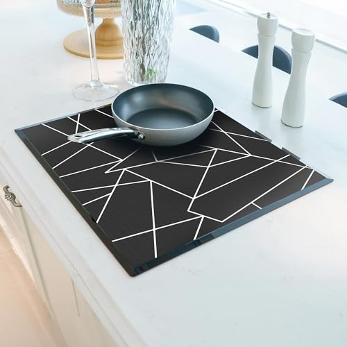 Induction Hob Protector Mat | Large 61x53cm | Multifunctional Heat Resistant Silicone Mat Kitchen Worktop Protector Hob Cover | BPA Free | Scratch Protector for Induction Hob - Kinway (Geo Design)