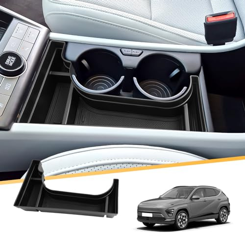 LFOTPP Caja de almacenamiento para consola central compatible con Hyund-ai Kona SX2 EV eléctrico 2024 2025, reposabrazos central, guantera, portavasos, organizador de accesorios [solo para eléctricos]