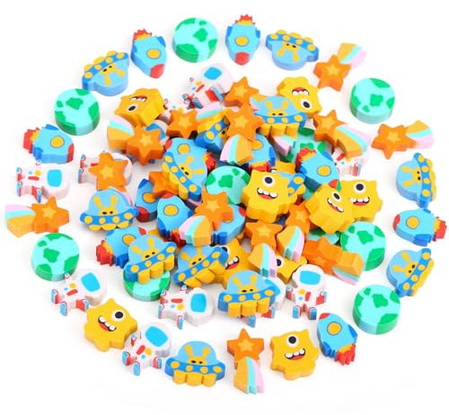 Kesote Radiergummi Kinder 80 PCS Radiergummi Weltraum Mitgebsel Kindergeburtstag Geschenk Einschulung Schultüte zu Füllung, Motive Zufällig