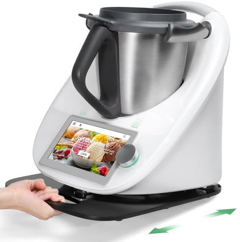 Inwee Tabla Deslizante para Thermomix TM6 TM5, Estable y Fácil de Mover, Base de Tabla Deslizante,Protege la Balanza de su Vorwerk Thermomix, Accesorios para Thermomix, Acrílico, con Asa (Negro)