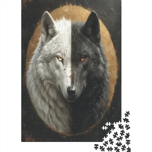 Two Intertwined Wolves 1000 Teile Puzzle Für Erwachsene Puzzlespiele Für Die Ganze Familie Puzzle Für Erwachsene Und Kinder Ab 14 Jahren 1000pcs (75x50cm)
