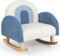 DREAMADE Kindersessel, Kindersofa aus Veloursstoff mit Rückenlehne, massiven Holzfüßen & Kippsicherung, Schaukelstuhl Kinder für Spielzimmer, Kinderzimmer & Wohnzimmer (Dunkelblau)