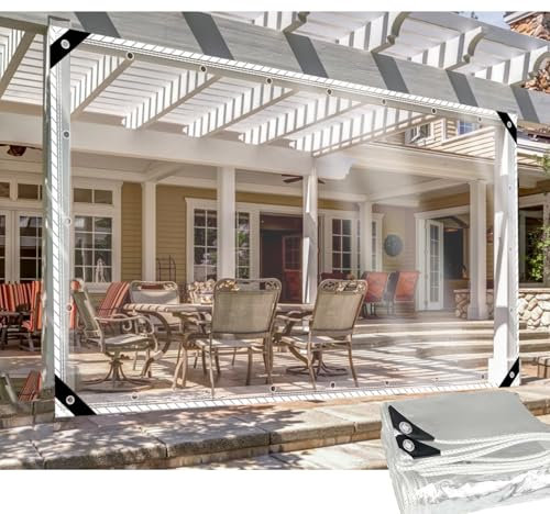 DGSFES Clear Tarpaulin Waterproof Heavy Duty H 1mxL 1m Tarp with Eyelets, Outdoor Transparent Rainproof Tarpaulin 600 g/m² Pergola Side Panels for Garden Patio Cover