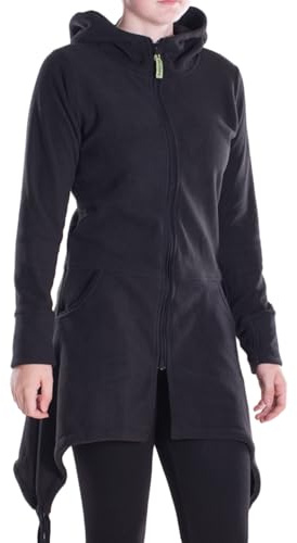 Vishes - Alternative Bekleidung - Damen Fleece Kapuzenjacke lang Elfen Zipfel-Jacke Übergangsjacke