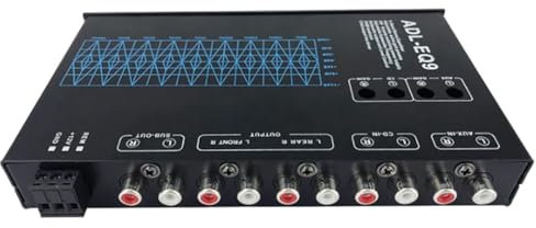 PPcdfre Ecualizador gráfico automático cuadrado de 9 bandas, audio digital para coche, EQ9, serie completa, ecualizador de amplificador de coche + filtro ajustable