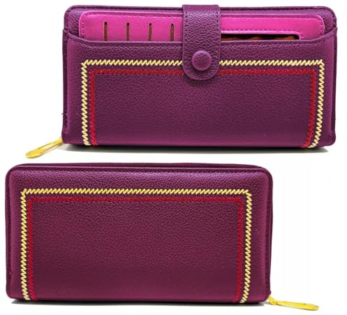 CELINO making your day Women Wallet Money Purse Ladies PU Leather Zipper Coin Phone Card Holder UK (Purple)
