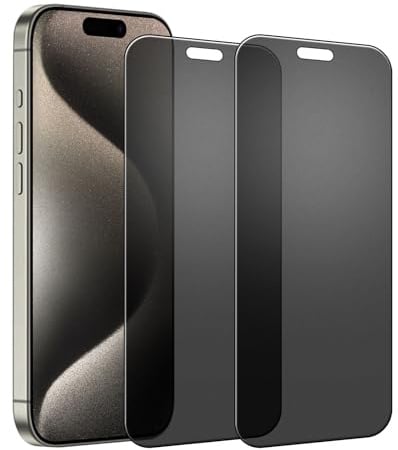 Kiokyrgm Keramik Folie Sichtschutz matt für iPhone 15 Pro Max, Displayschutzfolie 2 Stück,Anti-Spähen Folie, Anti-Kratzer,Vollabdeckung schutzfolie anti spy mattes
