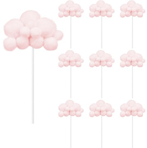 10 Pack Weiße Wolke Tortenaufleger 3D Plüsch Wolke Cupcake Toppers Kuchen Dessert Dekoration Für Geburtstag Hochzeit Party Baby Dusche (Rosa)