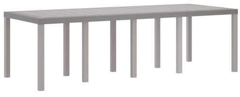 vidaXL Gartentisch Hellgrau 250 x 100 x 73 cm Poly-Rattan, Garten und Terrasse, rechteckiger Tisch aus Stahl, große, wetterfeste Essgruppe für den Außenbereich