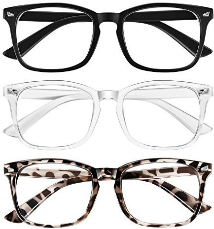 ZEHEXA Lesebrille Damen Herren, Quadratische Lesebrille, 3er-Pack +1,00