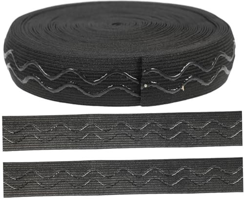 Veemoon 2 Rollen Rutschfestes Gummiband Bund Elasthan Gürtel Elastisches Nähen Bands Dehnbares Elastisches Band Groß Stretchband Elastisches Band Nähen Schwarz Polyester Und Kleber