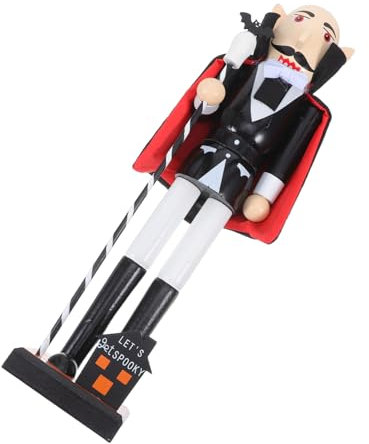 AKOOSY Halloween Nutcracker Soldier Figurine Hand-painted Wooden Vampire Decor for Spooky Indoor Home Ambiance for Tabletop Fireplace and Kitchen Ornaments