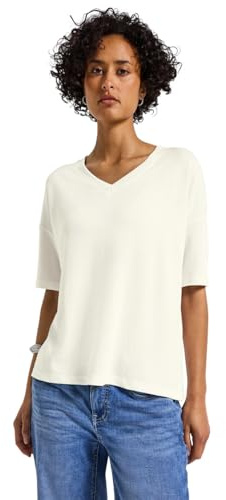 Street One Strick-Look V-Neck T-Shirt Off White 44