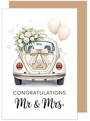 Edition Seidel Premium Glückwunschkarte zur Hochzeit mit Umschlag. Hochzeitskarte Grußkarte Karte mit englischem Text für Brautpaar Mann & Frau Mr & Mrs Congratulations (H519 SW025)