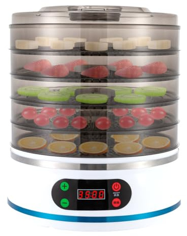 Dörrautomat Dörrautomaten 35-70℃ Temperatur Einstellbar Dörrgerät Trockner Lebensmittel Dehydrator Fleisch Früchte Gemüse Mit 5 Einlegefächer 360° Umwälztrocknung Für Obst Kräuter Haustier