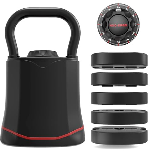HXD-ERGO Adjustable Kettlebell for Home Gym, Quick Weight Adjust