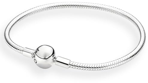 LMLMECREA 925 Sterling Silber Charm Armband Kompatibel mit Charms Anhänger | Charm Armband mit Verschluss,Schlangenkettchen,Lederarmband,Armreif,Länge 17-21cm,Bettelarmband für Damen,LMLMECREA Schmuck