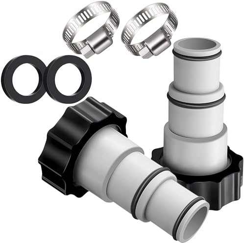 Adattatore per piscina A, set da 2 pezzi di adattatori per tubo con filettatura, con ugello e anello di tenuta, adattatore per tubo della pompa per piscina per attacco da 32 e 38 mm, set di adattatori