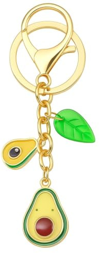 Avocado Schlüsselanhänger, Frucht Schlusselband für Taschenaccessoire | Niedliche Schluisselringe mit Blattdetail Geschenk für Frauen Mädchen Avocado-Liebhaber