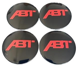 SYQCM 4 Stück Auto Nabendeckel Aufkleber für ABT 56mm, Auto Emblem Felgenaufkleber Radnabenabdeckung-Logo Sticker Zubehör