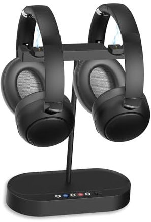 YUEHISY Double Casque sans Fil pour Regarder la Télévision, Casque Supra-auriculaire avec émetteur, Base de Chargement, Faible Latence, Batterie 40 Heures, pour Personnes âgées