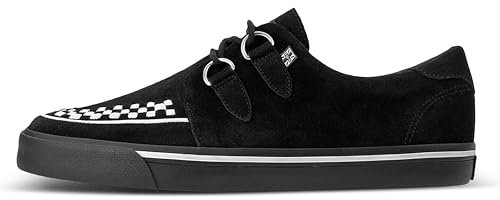 T.U.K. Leather Creeper Sneaker - Scarpe da Ginnastica da Uomo e da Donna - Colore Interlacciamento in Bianco e Nero - Stile Punk, Goth e Rocker in Pelle e Scarpe Stringate - Taglia EU43