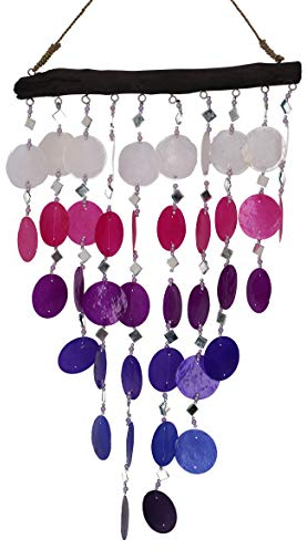 GURU SHOP Muschel Mobile, Ethno Windspiel, Sonnenfänger - Lila/weiß, 40x33x0 cm
