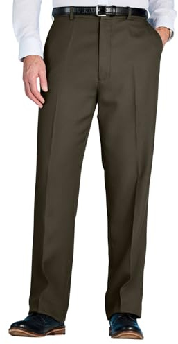 Chums Men's Classic Fit Expandable Waist Formal Smart Flat-Front Trousers | Elasticated & Roomy Cut Self-Adjusting Stretch Waist Pants, Classic Tailored Fit, Straight-Leg, Slant Pockets, Easy-Care