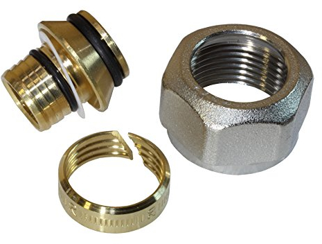 Bossini 20Stk. Klemmverschraubung für Heizrohr 20 x 2, Aluminium und Messing, Heizungszubehör, Heizungsanschluss, Heizungsverbinder, Metallic, für Fußbodenheizung 3/4 '' Eurokonus