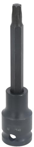 T40 x 100mm 1/2 Drive Short Impact Impacted Torx/Star Male Socket