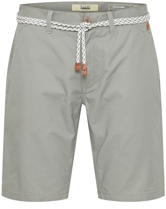 Blend Ragna Herren Chino Shorts Bermuda Kurze Hose Mit Kordel-Gürtel Aus 100% Baumwolle Regular Fit, Größe:M, Farbe:Aluminium (70107)