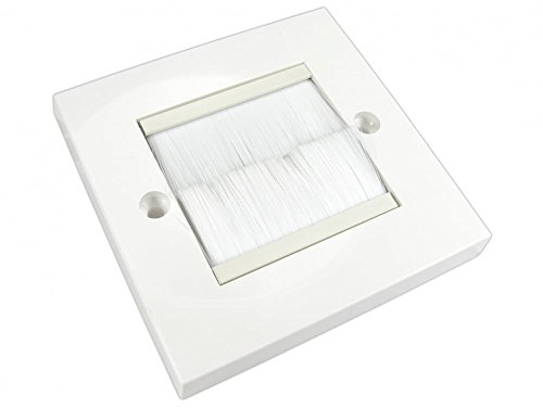 Ex-Pro® White Single Gang Brushplate with White Brushes/Brush Strip Wallplate/Wall Plate/Faceplate Cable Tidy or Wall Mounted Plasma TV etc