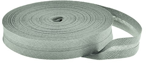 25m Baumwoll-Schrägband 14mm gefalzt, Farbwahl - Einfassband Nahtband Kantenband, Farbe:hellgrau