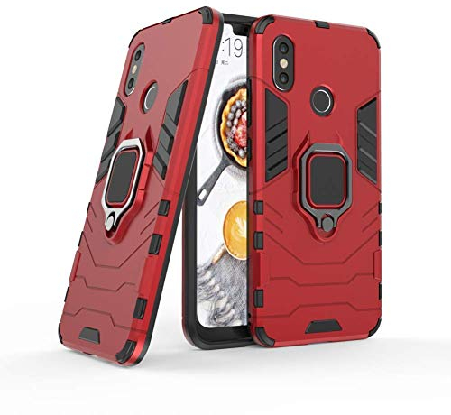 LuluMain Kompatibel mit Xiaomi Mi 8 Hülle, Ring Ständer Magnetischer Handyhalter Auto Caseme Schutzhülle Case für Xiaomi Mi8 (Rot)
