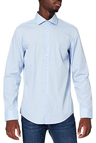Seidensticker Herren Slim Fit Langarm Popeline Hemd, hellblau, 36