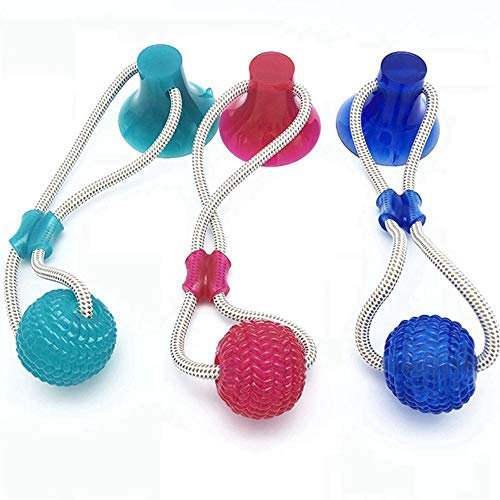 Fewao Jouet molaire Multifonction pour Animal Domestique Balle rebondissante avec Ventouse Forte Durable Cordes de Nettoyage pour Les Dents pour Chiens de Petite, Moyenne et Grande Taille