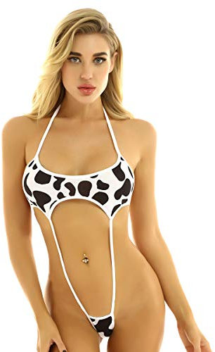 YOOJIA Micro Bikini Femme Sexy Body String Femme Maillot String Micro String Femme Cheeky Slingshot Maillot De Bain Femme Halter Lingerie Sexy Vache Taille Unique