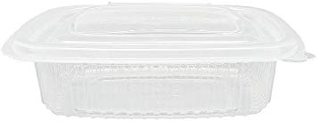 TELEVASO - 600 uds - Envase/Recipiente para Comida con Tapa bisagra Oval - Capacidad 375 ml - Polipropileno (PP) Transparente - Contenedores Desechables con Tapa, Apto para microondas