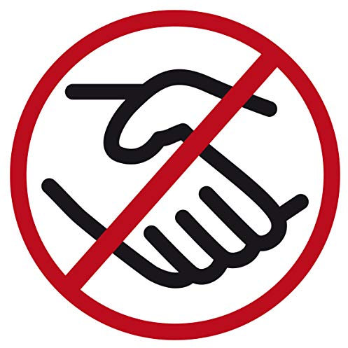 HERMA 12926 Hinweis Aufkleber Kein Händeschütteln rund, 20 Aufkleber, Ø 10 mm, 4 pro A4 Bogen, selbstklebend, bedruckbar, wetterfest, ablösbar, Hinweisschilder aus Folie, rot