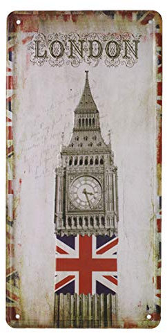 Hioni LONDON Big Ben Metal Tin Sign Vintage Auto Embossed License Plate Art Plaque Wall Decor