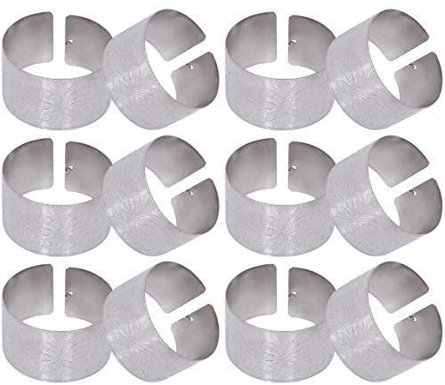 SKAVIJ Handgemachte Blumen Serviettenringe 12Er Set für die Tägliche, Thanksgiving, Weihnachten, Esstisch Dekoration Silber