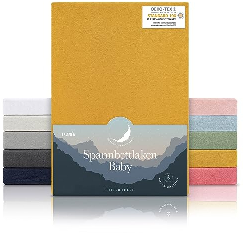 Laleni Jersey Spannbettlaken 40x90 cm Babybett 2er Set - Oeko-TEX zertifiziertes Kinderwagen Spannbettlaken - Stubenwagen Bezug 100% Baumwolle - Spannbettlaken Kinderwagen - Baby Bettwäsche in Gelb