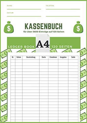 Kassenbuch A4: Kassenbuch A4-Einnahmen und Ausgaben dokumentieren | Geeignet für Vereine, Selbständige und Kleinunternehmer | DIN A4 |