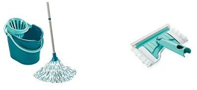 Leifheit 7109-Classic Mop Set, Compuesto, Multicolores, 39X29X29 Cm + Flexipad - Mopa Para Limpia Azulejos Telescopio, Verde